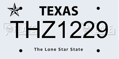 THZ1229 Texas License Plate