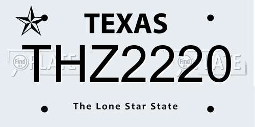 THZ2220 Texas License Plate