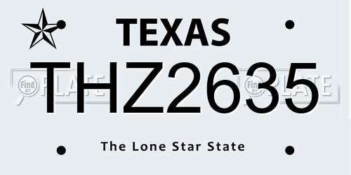 THZ2635 Texas License Plate