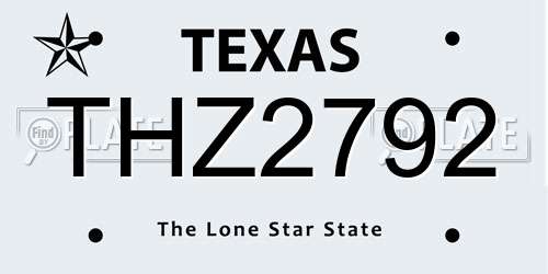THZ2792 Texas License Plate