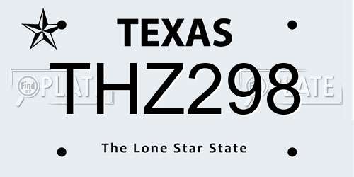 THZ298 Texas License Plate