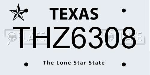 THZ6308 Texas License Plate