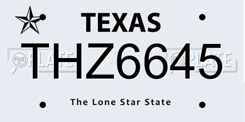THZ6645 Texas License Plate