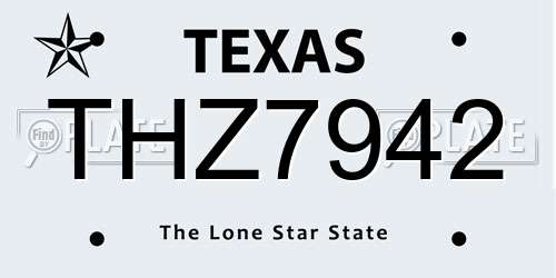 THZ7942 Texas License Plate