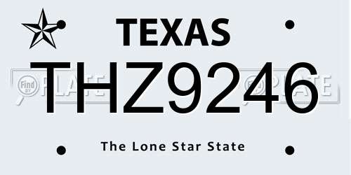 THZ9246 Texas License Plate