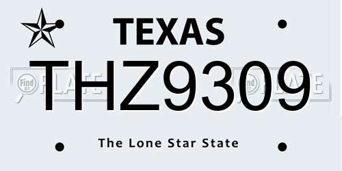 THZ9309 Texas License Plate