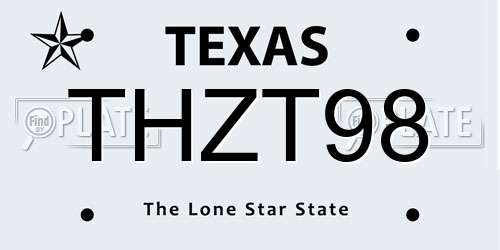 THZT98 Texas License Plate