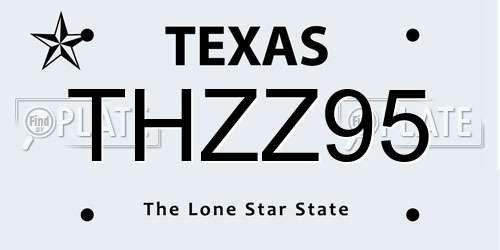 THZZ95 Texas License Plate