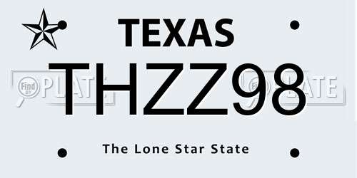 THZZ98 Texas License Plate