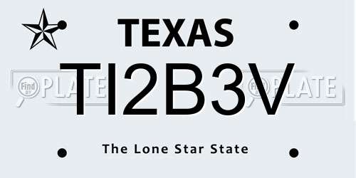 TI2B3V Texas License Plate