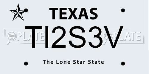TI2S3V Texas License Plate