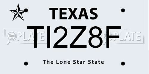 TI2Z8F Texas License Plate