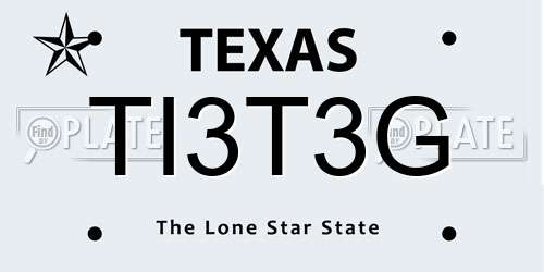 TI3T3G Texas License Plate