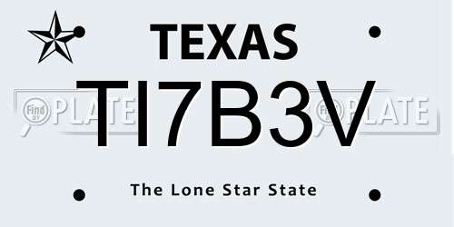 TI7B3V Texas License Plate
