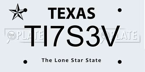 TI7S3V Texas License Plate