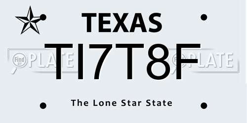 TI7T8F Texas License Plate