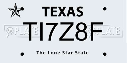 TI7Z8F Texas License Plate