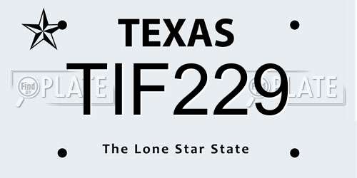 TIF229 Texas License Plate