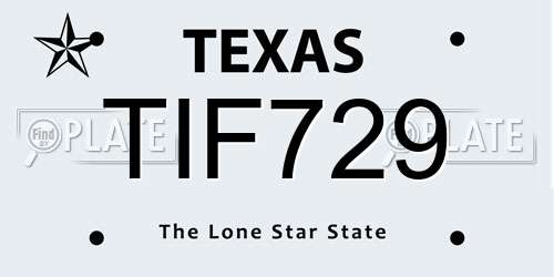 TIF729 Texas License Plate