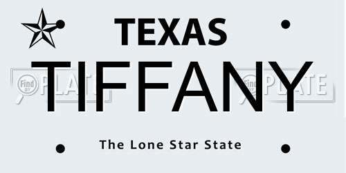TIFFANY Texas License Plate