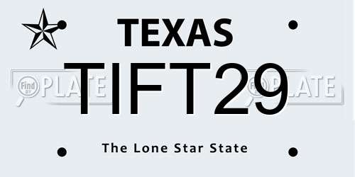 TIFT29 Texas License Plate