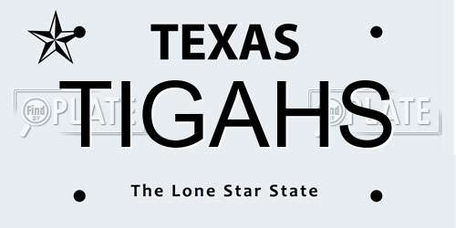 TIGAHS Texas License Plate
