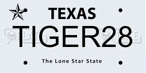 TIGER28 Texas License Plate