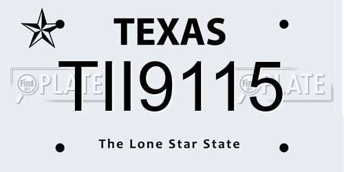 TII9115 Texas License Plate