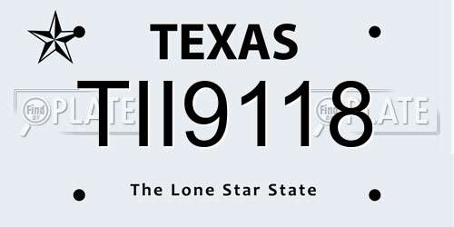 TII9118 Texas License Plate