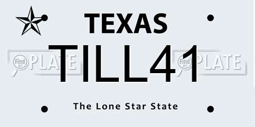 TILL41 Texas License Plate