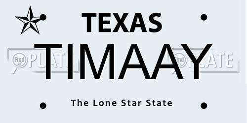 TIMAAY Texas License Plate