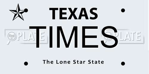 TIMES Texas License Plate