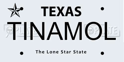 TINAMOL Texas License Plate