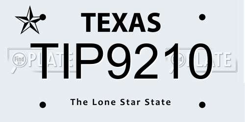 TIP9210 Texas License Plate