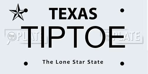 TIPTOE Texas License Plate
