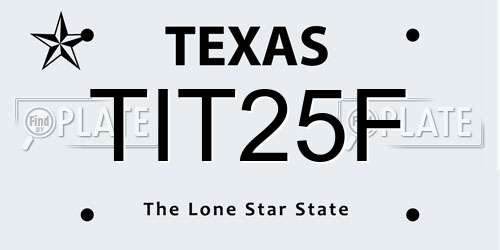 TIT25F Texas License Plate