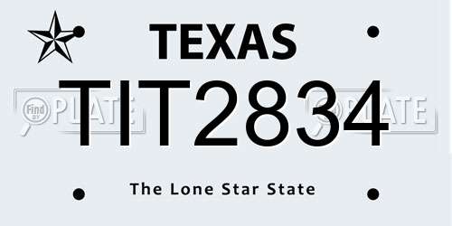 TIT2834 Texas License Plate