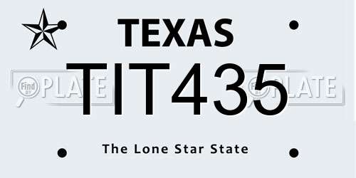 TIT435 Texas License Plate