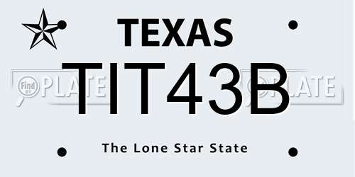 TIT43B Texas License Plate
