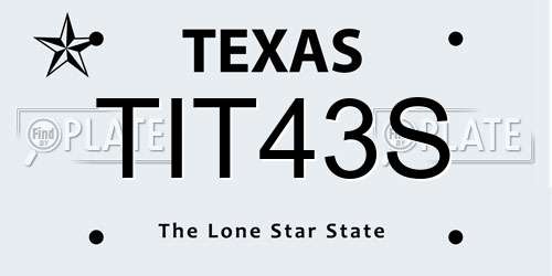 TIT43S Texas License Plate