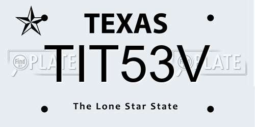 TIT53V Texas License Plate