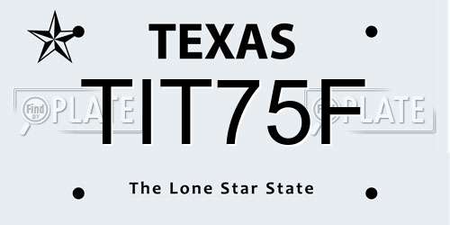 TIT75F Texas License Plate