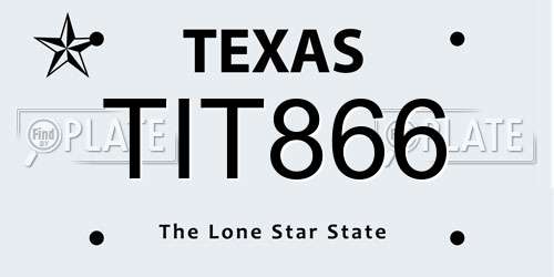 TIT866 Texas License Plate