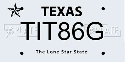 TIT86G Texas License Plate