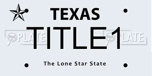 TITLE1 Texas License Plate