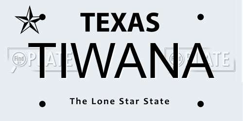 TIWANA Texas License Plate