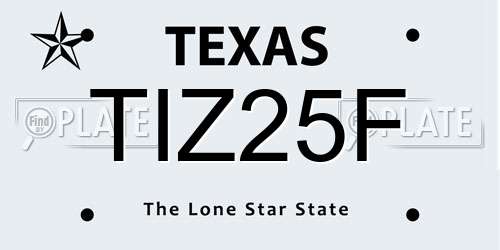 TIZ25F Texas License Plate