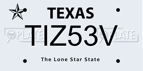 TIZ53V Texas License Plate