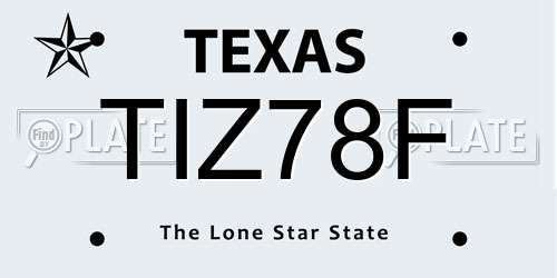 TIZ78F Texas License Plate