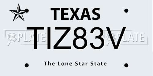 TIZ83V Texas License Plate